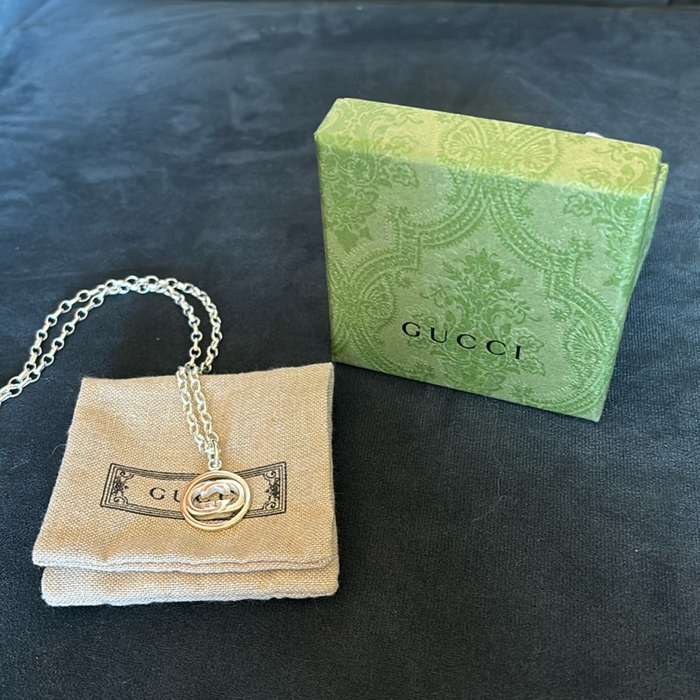 Gucci logo sterling silver necklace new! Unisex style!